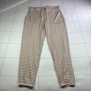 Lates by Kate Pajama Pants Womens Medium Tan Cream Striped Lounge Soft Jogger
